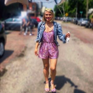Pink rhinestoned romper